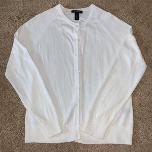 Lands’ End White Cardigan